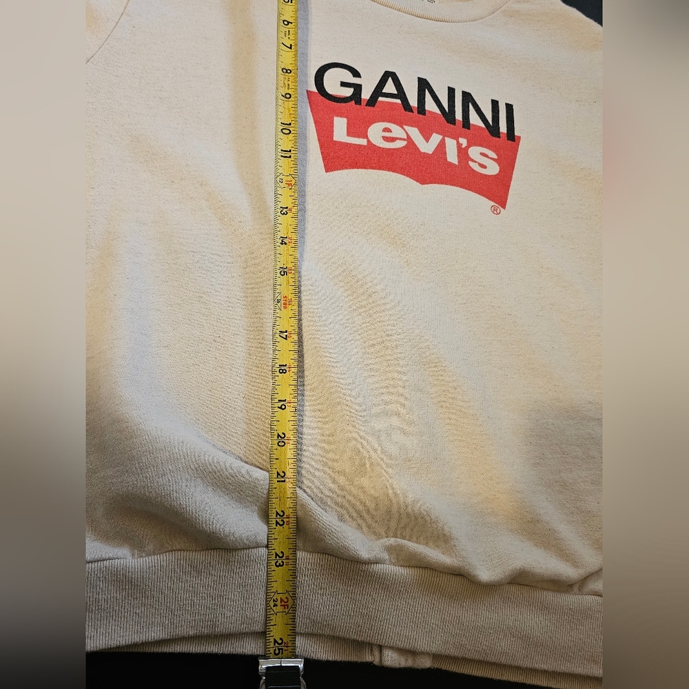 GANNI x Levi’s Logo Sweatshirt Beige Oversized Size M Women’s - Picture 11 of 11